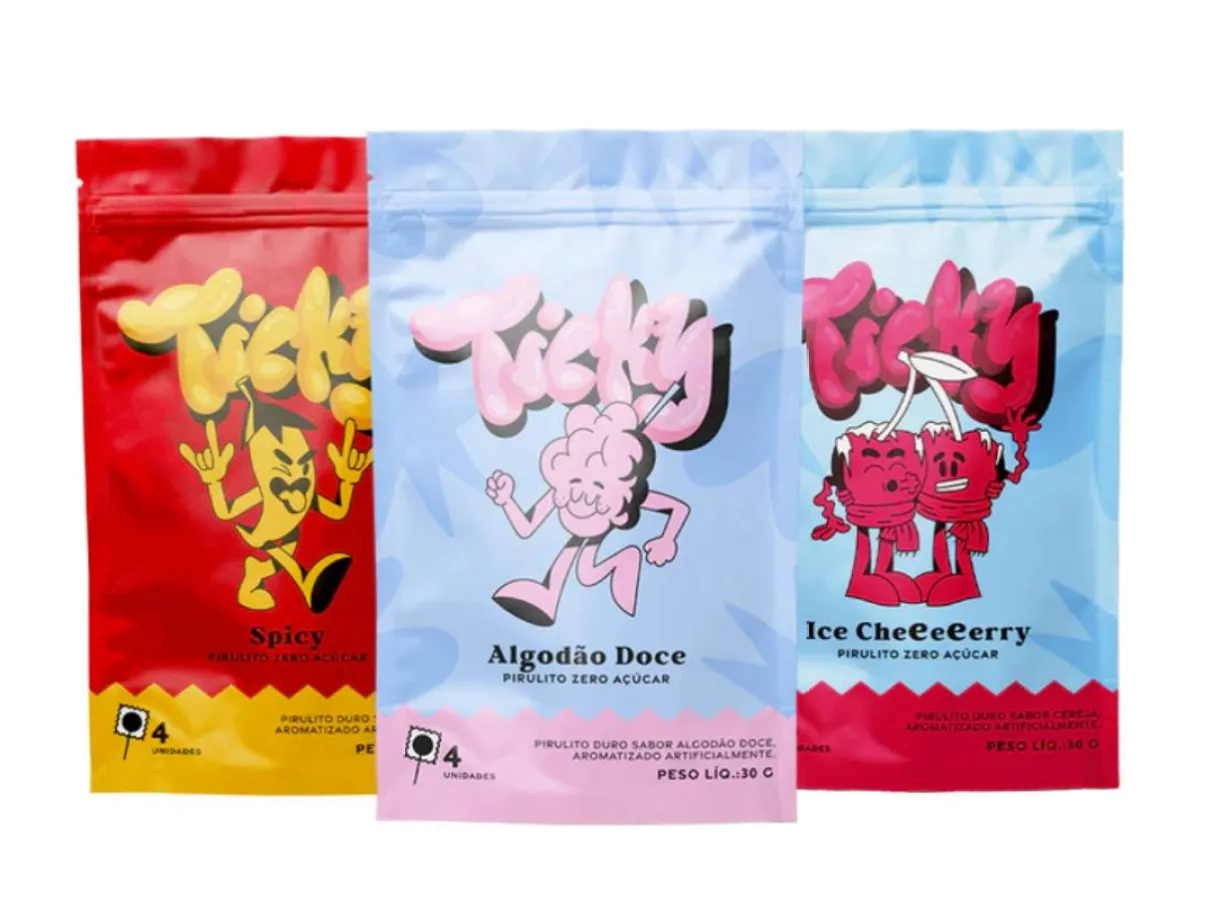Ticky Pirulito by Antonela Braga — Kit 3 Pacotes (3 Sabores) Zero Açúcar